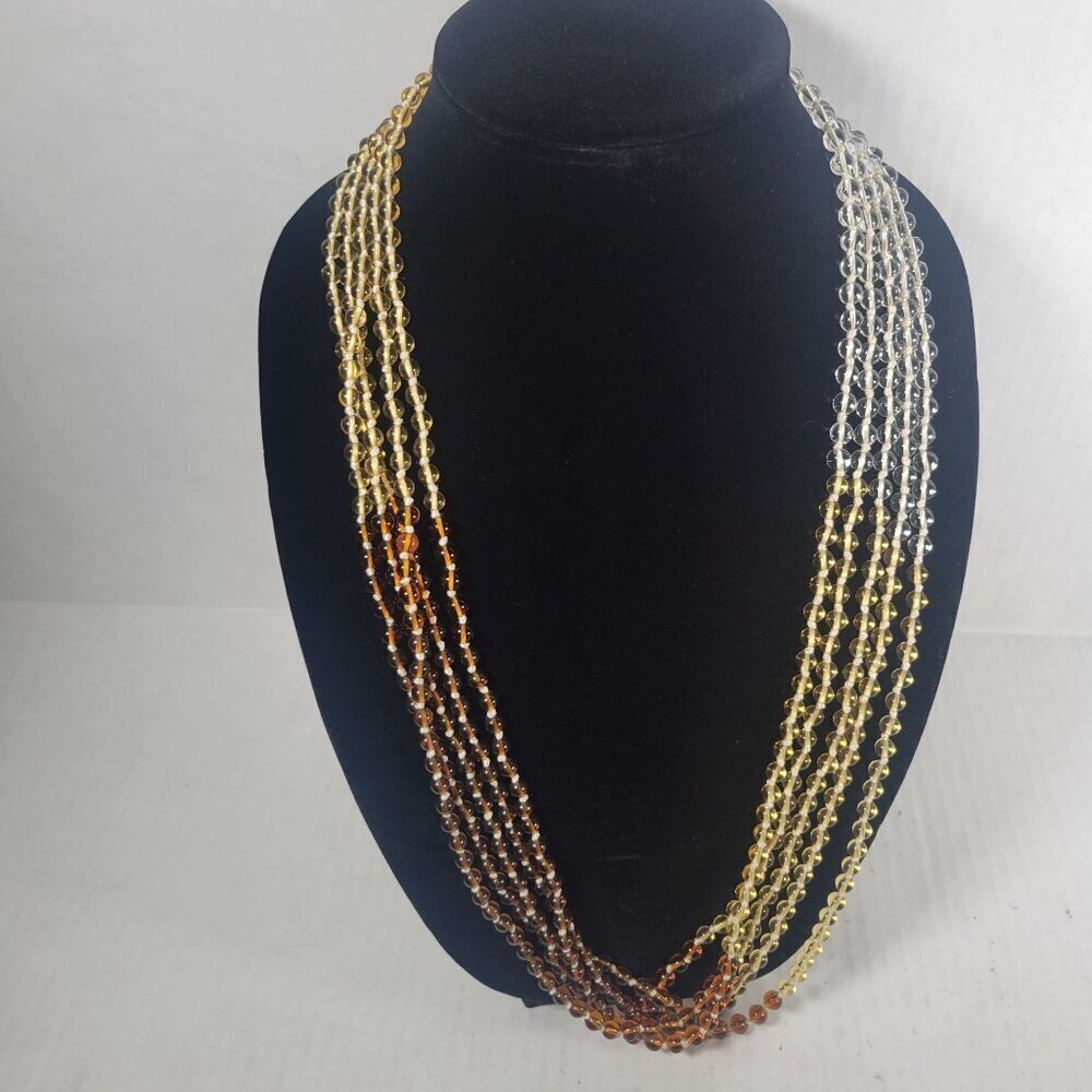 Talbots Classic Statement Multistrand Color Gradient Glass Beaded 32" Necklace